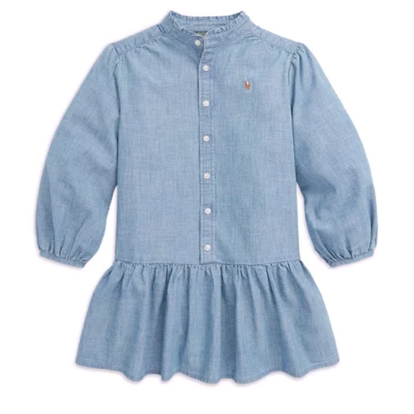 Ralph Lauren POLO Denim Blue Cotton Chambray Shirtdress size 12 New W/O Tags - Picture 1 of 12